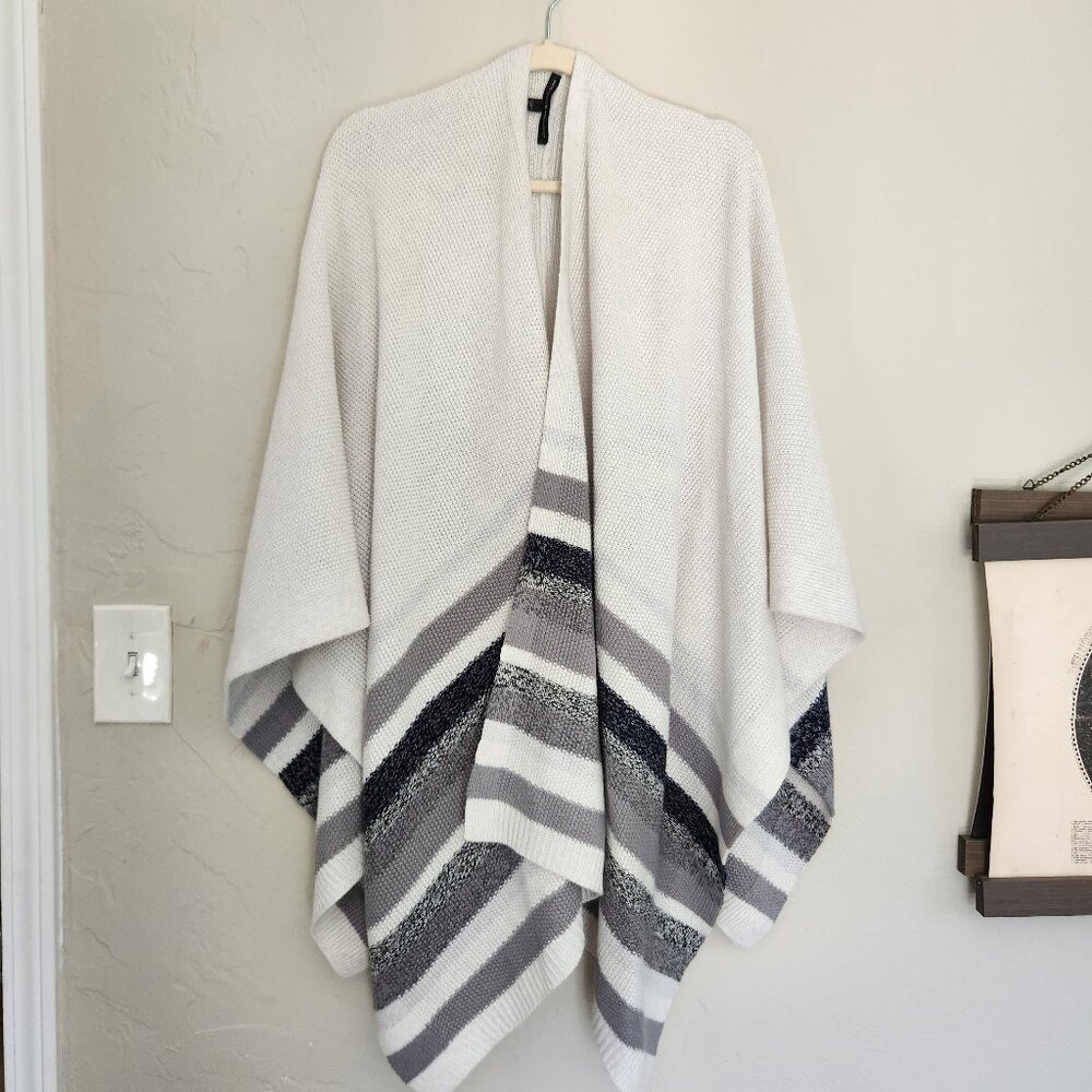 White House Black Market: Grey Striped Sweater Cape